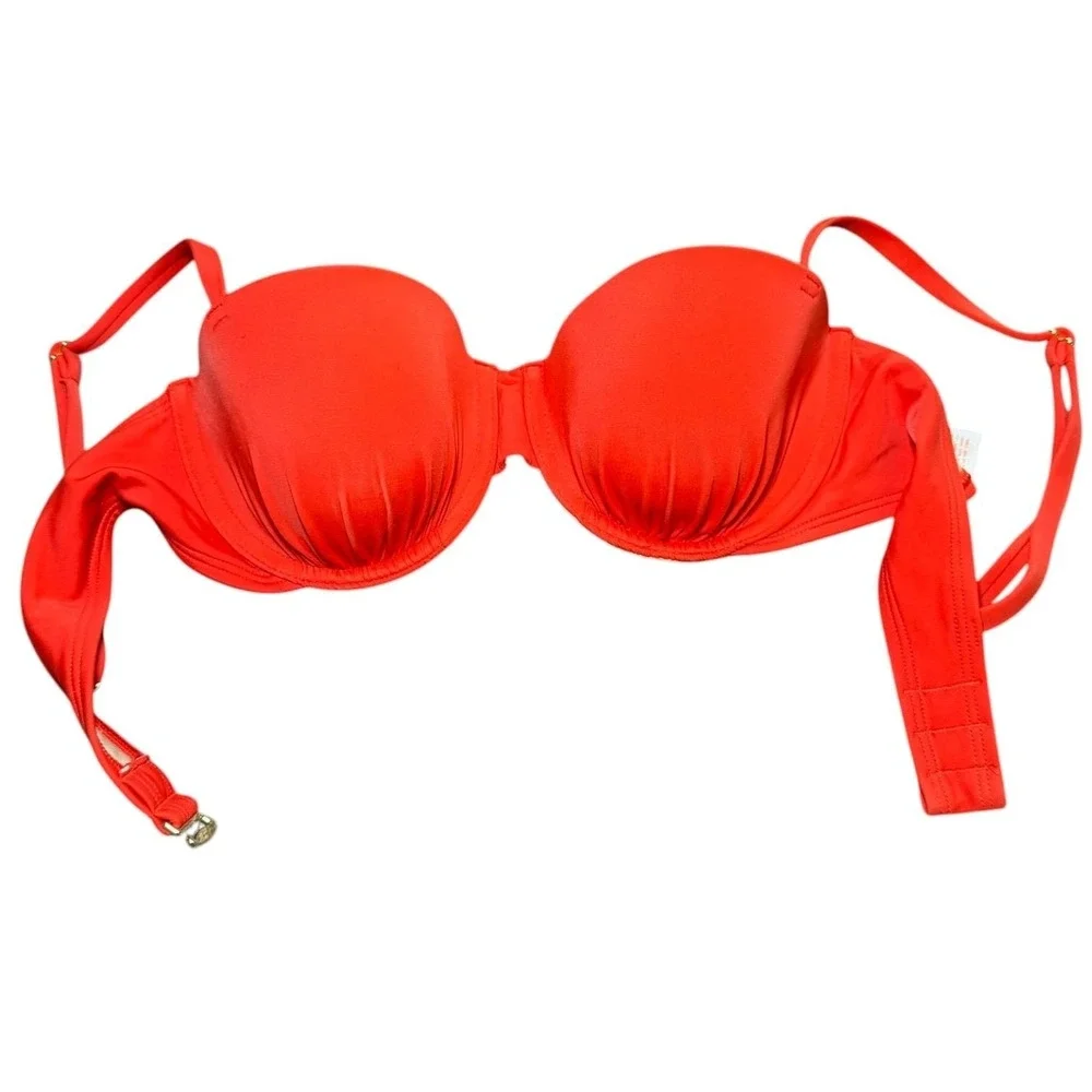 Shade & Shore Red Bikini Top 34B Push Up Underwire Swim Top NWOT